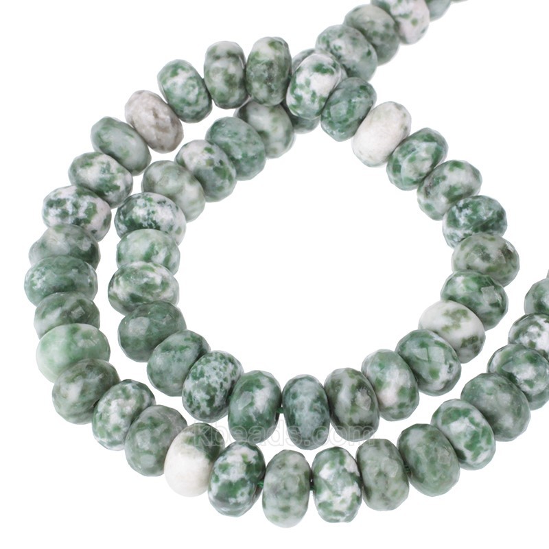 Green Spot Jasper Faceted Rondelle Beads Strands, Approx 5x8mm, 38cm/strand