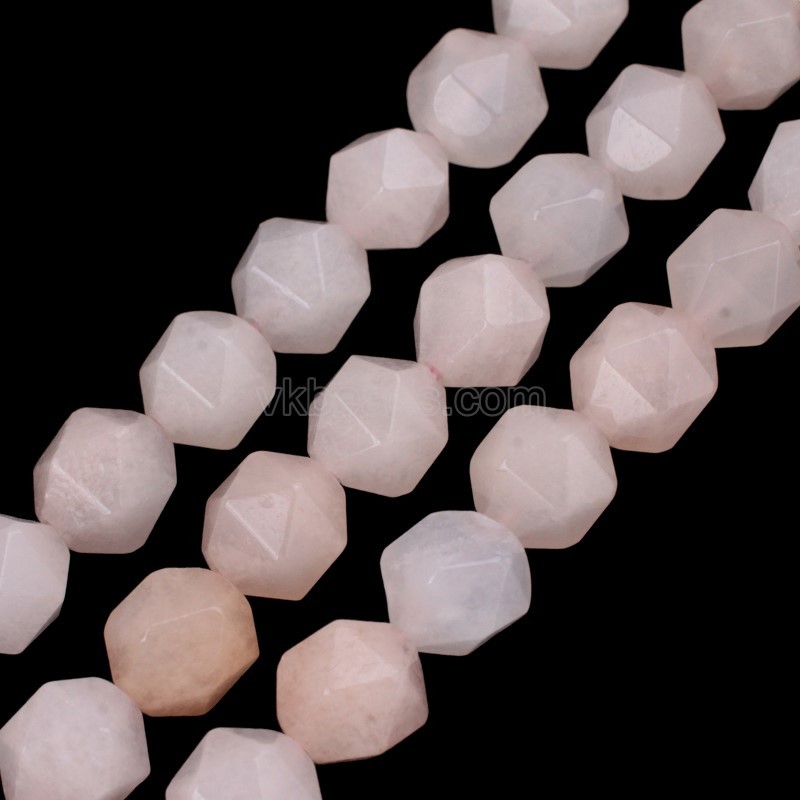 Pink Aventurine Star Cut Faceted Round Beads Strands, Approx 6-10mm, 38cm/strand