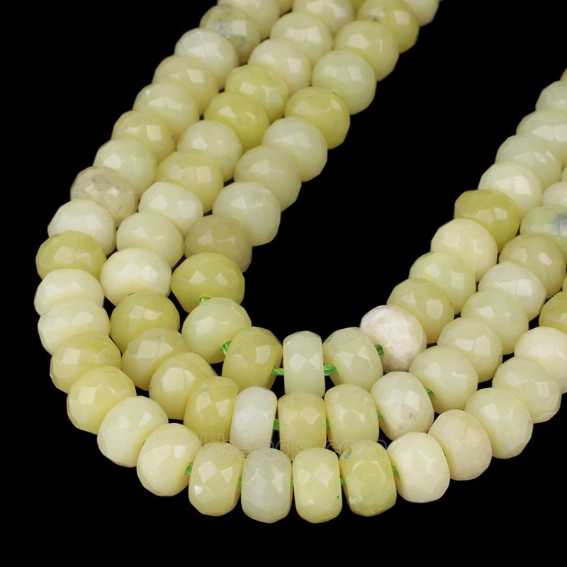 Lemon Jade Faceted Rondelle Beads Strands, Approx 2x4-5x8mm, 38cm/strand