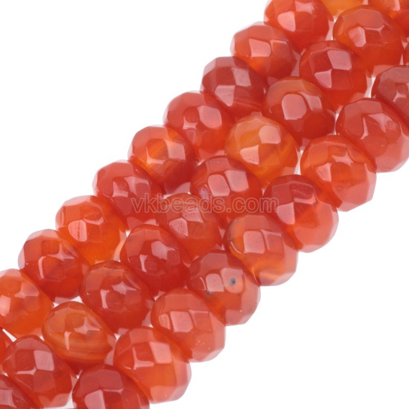 Red Agate Faceted Rondelle Beads Strands, Approx 5x8mm, 38cm/strand