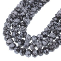 Snowflake Obsidian Faceted Rondelle Beads Strands, Approx 5x8mm, 38cm/strand