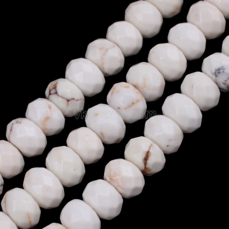 White Magnesite Faceted Rondelle Beads Strands, Approx 4x6mm, 38cm/strand