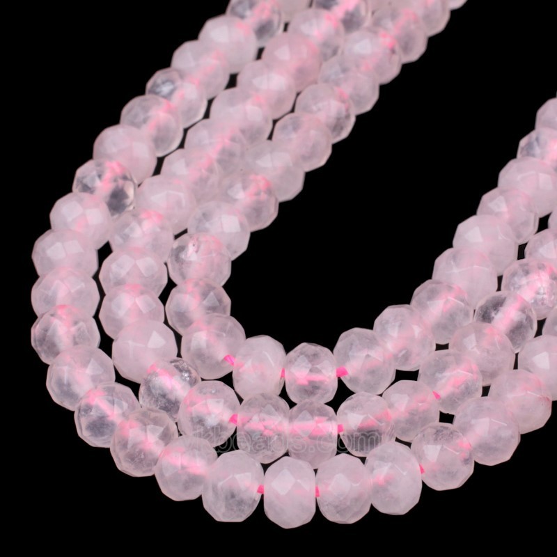 Rose Quartz Faceted Rondelle Beads Strands, Approx 4x6-5x8mm, 38cm/strand