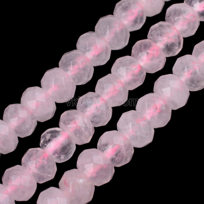 Rose Quartz Faceted Rondelle Beads Strands, Approx 4x6-5x8mm, 38cm/strand
