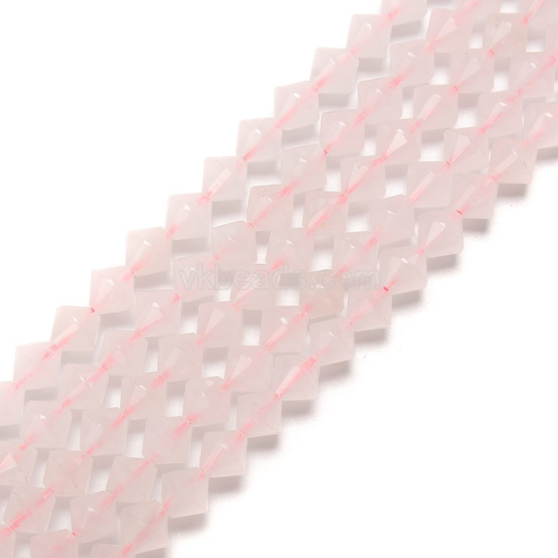 Rose Quartz Faceted Bicone Beads Strands, Approx 8mm, 38cm/strand