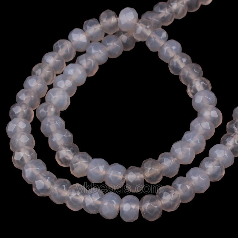 Grey Agate Faceted Rondelle Beads Strands, Approx 4x6-5x8mm, 38cm/strand