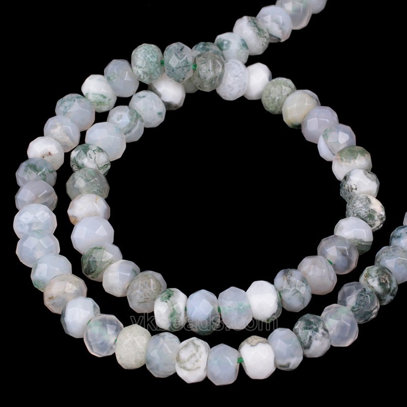 Tree Agate Faceted Rondelle Beads Strands, Approx 4x6mm, 38cm/strand
