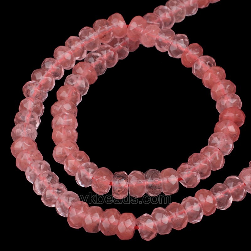 Red Cherry Quartz Faceted Rondelle Beads Strands, Approx 2x4-5x8mm, 38cm/strand