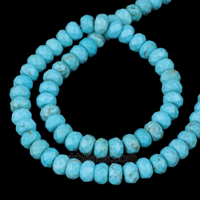 Blue Magnesite Faceted Rondelle Beads Strands, Approx 4x6-5x8mm, 38cm/strand