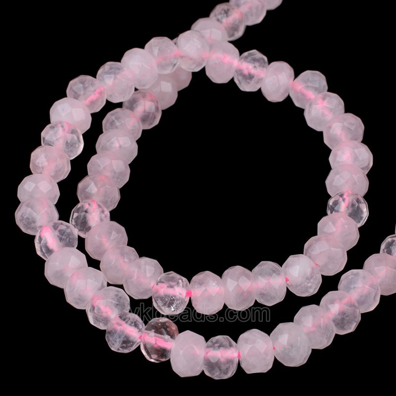 Rose Quartz Faceted Rondelle Beads Strands, Approx 4x6-5x8mm, 38cm/strand