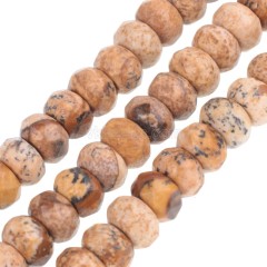 Picture Jasper Faceted Rondelle Beads Strands, Approx 4x6-5x8mm, 38cm/strand