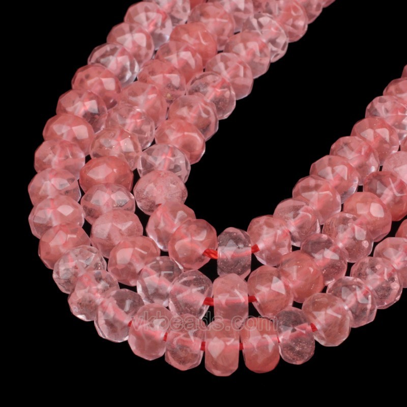 Red Cherry Quartz Faceted Rondelle Beads Strands, Approx 2x4-5x8mm, 38cm/strand