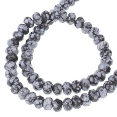 Snowflake Obsidian Faceted Rondelle Beads Strands, Approx 5x8mm, 38cm/strand