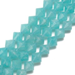 Acid-treated Amazonite Faceted Bicone Beads Strands, Approx 8mm, 38cm/strand