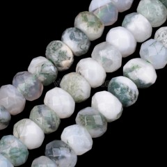 Tree Agate Faceted Rondelle Beads Strands, Approx 4x6mm, 38cm/strand