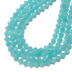 Acid-treated Amazonite Faceted Bicone Beads Strands, Approx 8mm, 38cm/strand