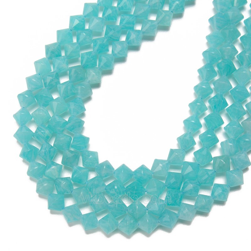 Acid-treated Amazonite Faceted Bicone Beads Strands, Approx 8mm, 38cm/strand