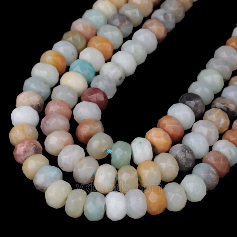 Multicolor Amazonite Faceted Rondelle Beads Strands, Approx 2x4-5x8mm, 38cm/strand