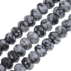 Snowflake Obsidian Faceted Rondelle Beads Strands, Approx 5x8mm, 38cm/strand