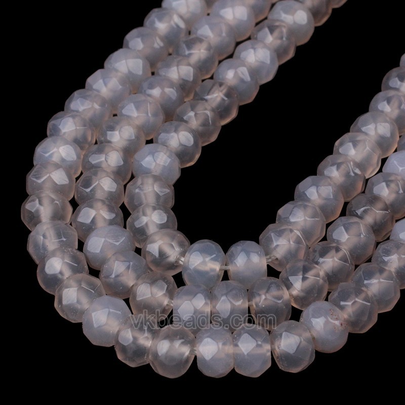 Grey Agate Faceted Rondelle Beads Strands, Approx 4x6-5x8mm, 38cm/strand