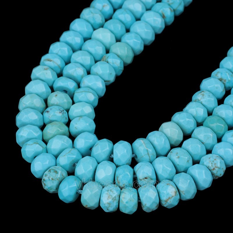 Blue Magnesite Faceted Rondelle Beads Strands, Approx 4x6-5x8mm, 38cm/strand
