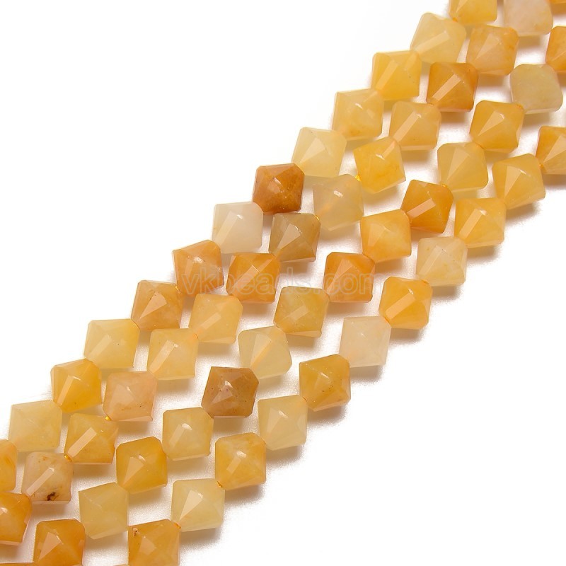 Yellow Jade Faceted Bicone Beads Strands, Approx 8mm, 38cm/strand