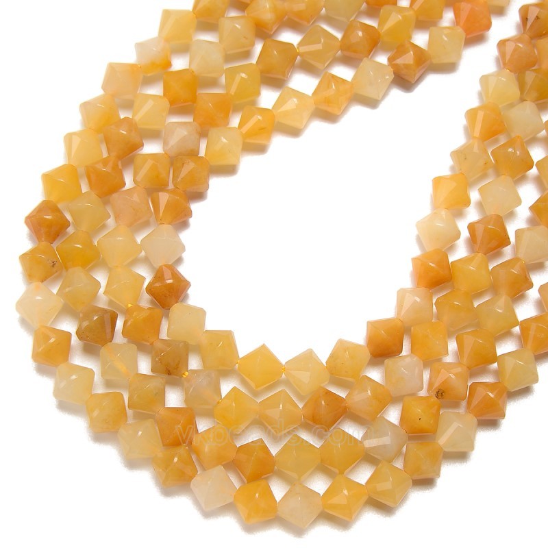 Yellow Jade Faceted Bicone Beads Strands, Approx 8mm, 38cm/strand