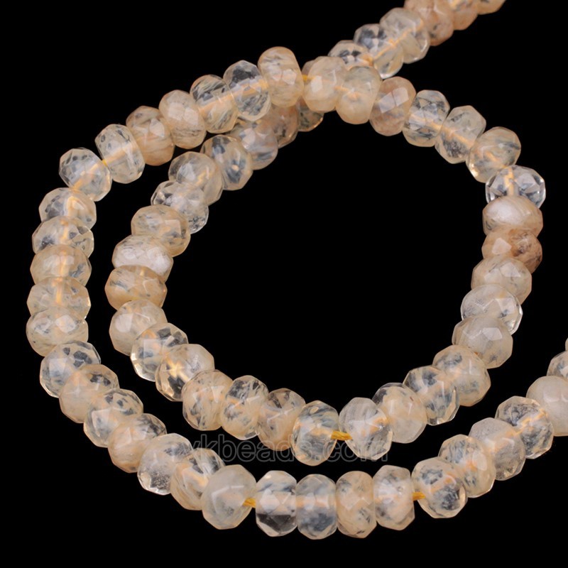 Light Yellow Cherry Quartz Faceted Rondelle Beads Strands, Approx 4x6-6x10mm, 38cm/strand