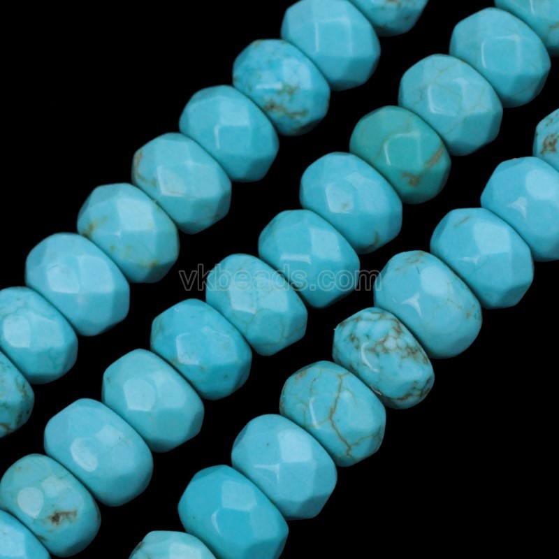 Blue Magnesite Faceted Rondelle Beads Strands, Approx 4x6-5x8mm, 38cm/strand