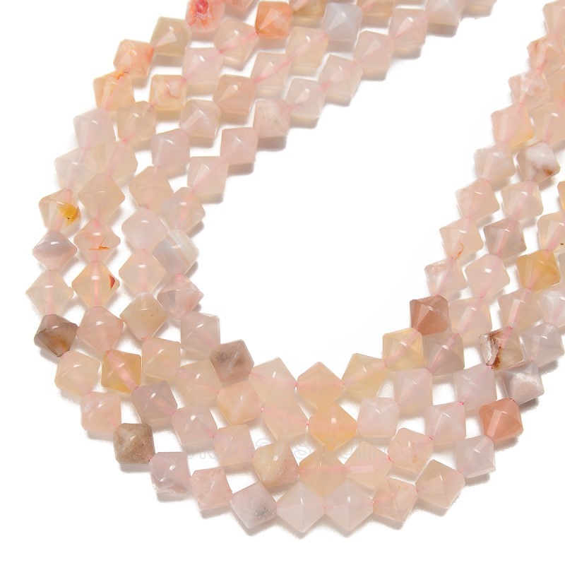 Sakura Agate Faceted Bicone Beads Strands, Approx 8mm, 38cm/strand