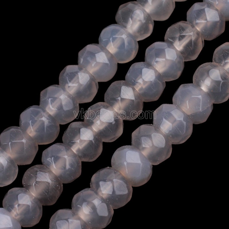 Grey Agate Faceted Rondelle Beads Strands, Approx 4x6-5x8mm, 38cm/strand