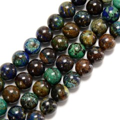 B Grade Azurite Smooth Round Beads Strands, Approx 6-10mm, 38cm/strand