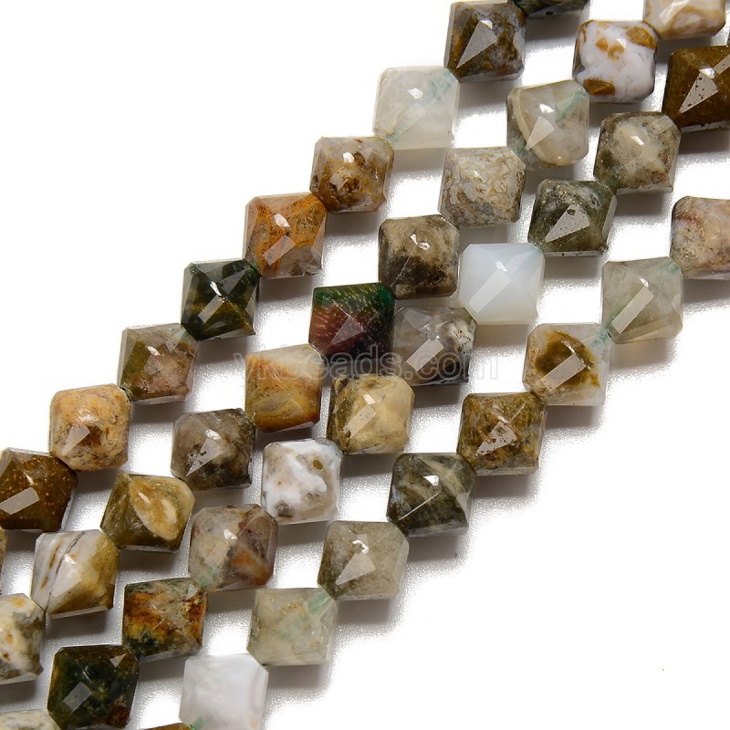 Ocean Jasper Faceted Bicone Beads Strands, Approx 8mm, 38cm/strand