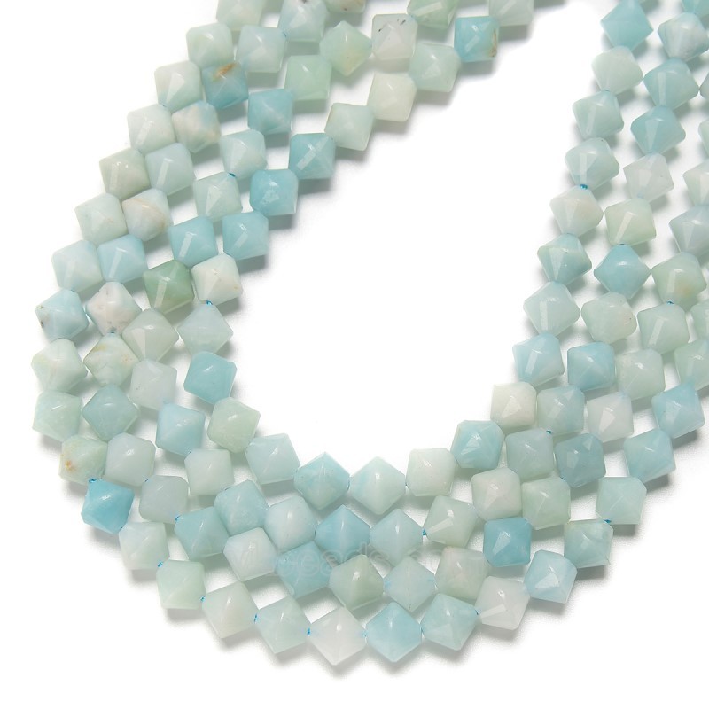 Amazonite Faceted Bicone Beads Strands, Approx 8mm, 38cm/strand