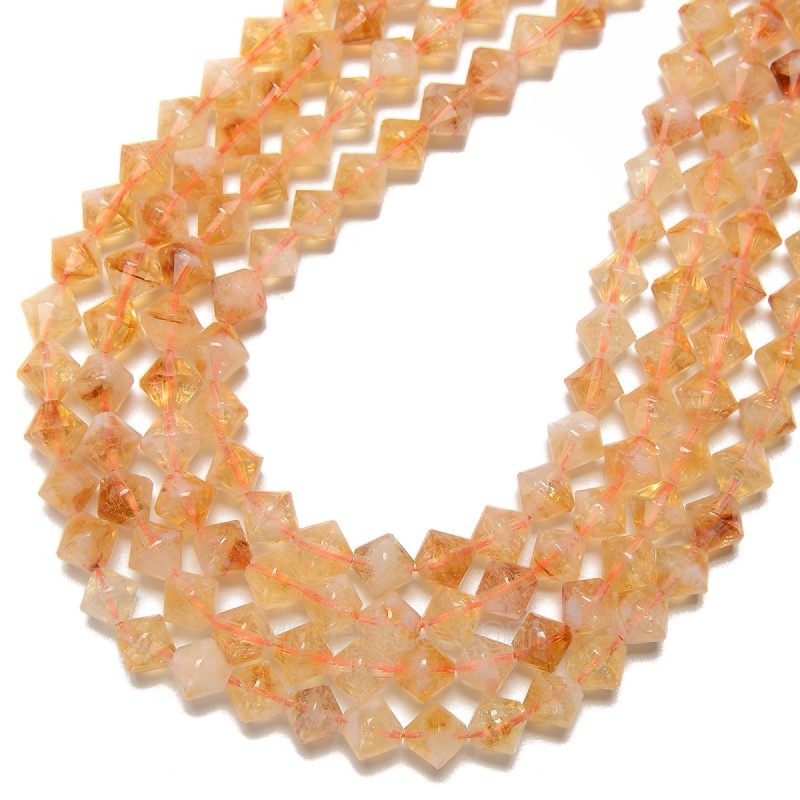 Citrine Crystal Faceted Bicone Beads Strands, Approx 8mm, 38cm/strand