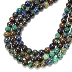 B Grade Azurite Smooth Round Beads Strands, Approx 6-10mm, 38cm/strand