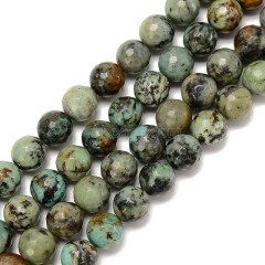 African Turquoise Faceted Round Beads Strands, 128 Facets, Approx 4-10mm, 38cm/strand