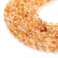 Citrine Crystal Smooth Round Beads Strands, Approx 6-10mm, 38cm/strand
