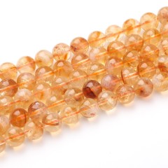 Citrine Crystal Smooth Round Beads Strands, Approx 6-10mm, 38cm/strand