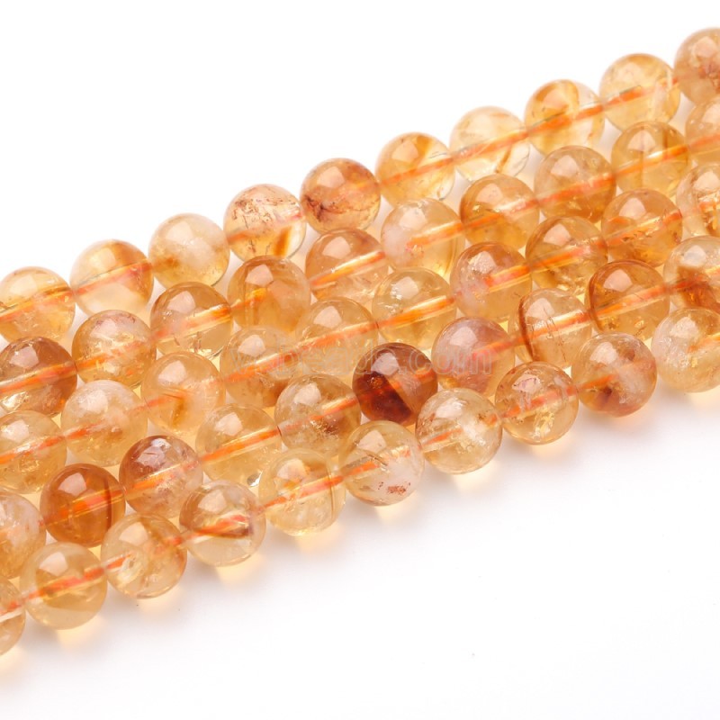 Citrine Crystal Smooth Round Beads Strands, Approx 6-10mm, 38cm/strand