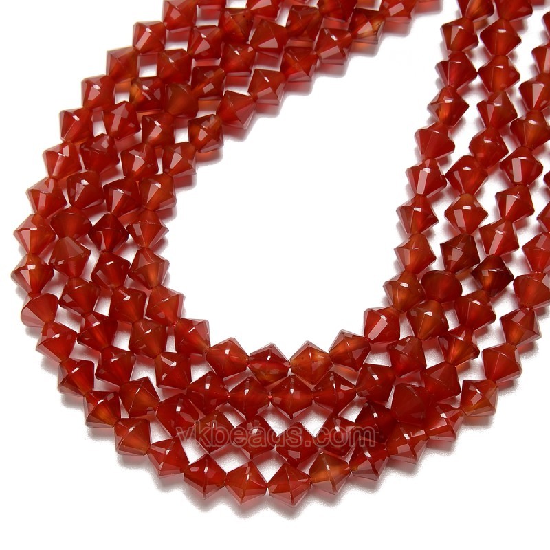Red Agate Faceted Bicone Beads Strands, Approx 8mm, 38cm/strand