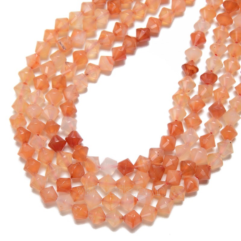 Carnelian Faceted Bicone Beads Strands, Approx 8mm, 38cm/strand