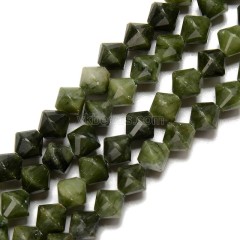 Chinese Jade Faceted Bicone Beads Strands, Approx 8mm, 38cm/strand