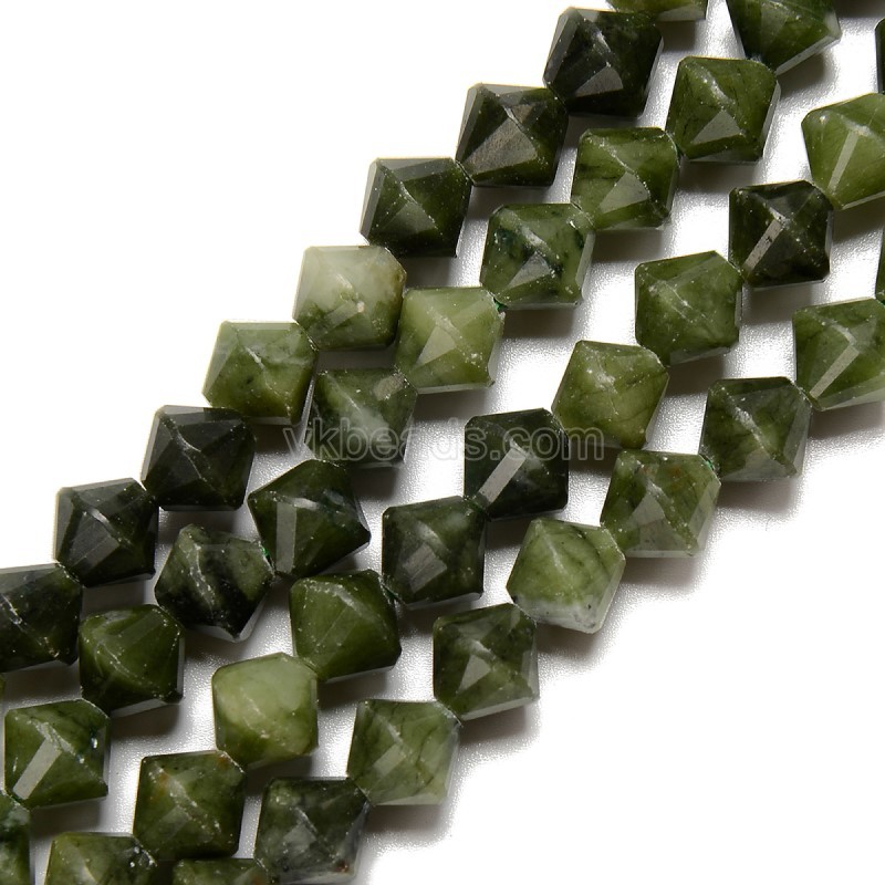 Chinese Jade Faceted Bicone Beads Strands, Approx 8mm, 38cm/strand