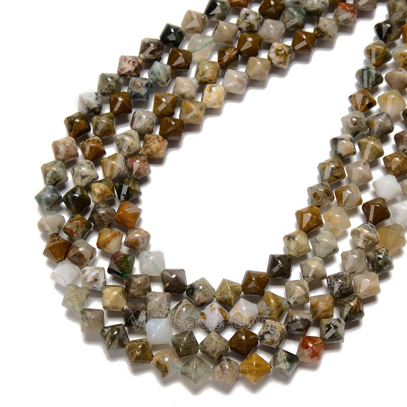 Ocean Jasper Faceted Bicone Beads Strands, Approx 8mm, 38cm/strand