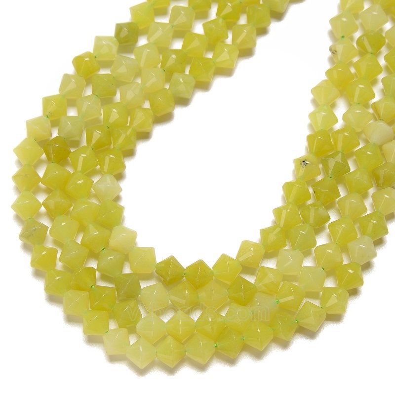 Lemon Jade Faceted Bicone Beads Strands, Approx 8mm, 38cm/strand