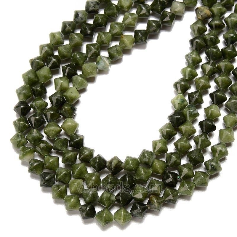 Chinese Jade Faceted Bicone Beads Strands, Approx 8mm, 38cm/strand