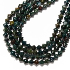 Indian Bloodstone Faceted Bicone Beads Strands, Approx 8mm, 38cm/strand