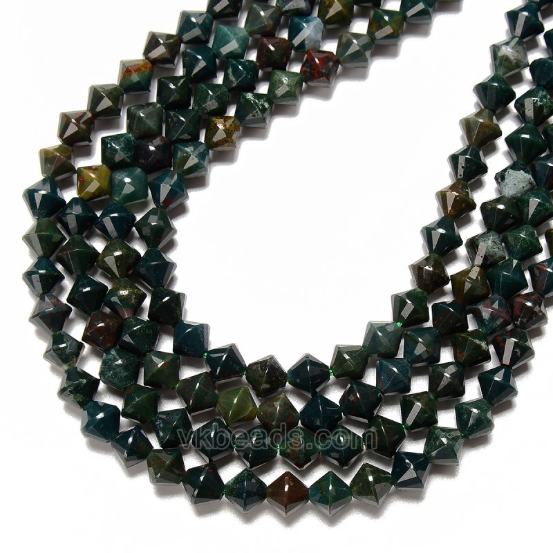 Indian Bloodstone Faceted Bicone Beads Strands, Approx 8mm, 38cm/strand