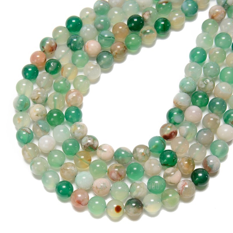 Multicolor Sakura Agate Smooth Round Beads Strands, Approx 6-10mm, 38cm/strand